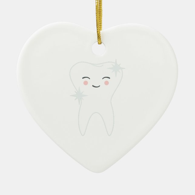 Happy Tooth Ceramic Tree Decoration (Front)
