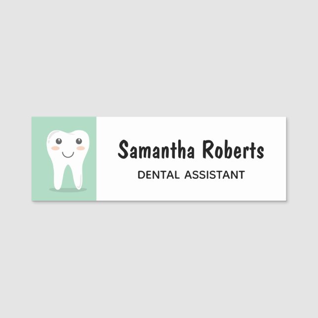 Happy Tooth Dental Assistant Name Tag (Front)