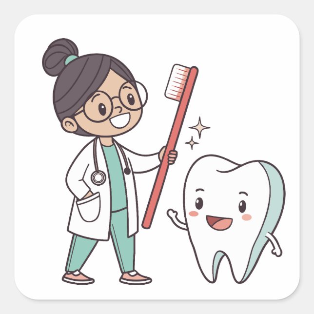 Happy Tooth Dental Care  Square Sticker (Front)