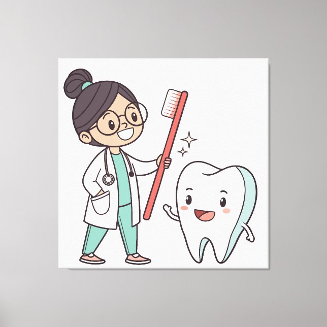 Happy Tooth & Dentist Canvas Art (Front)