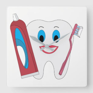 Happy Tooth Square Wall Clock