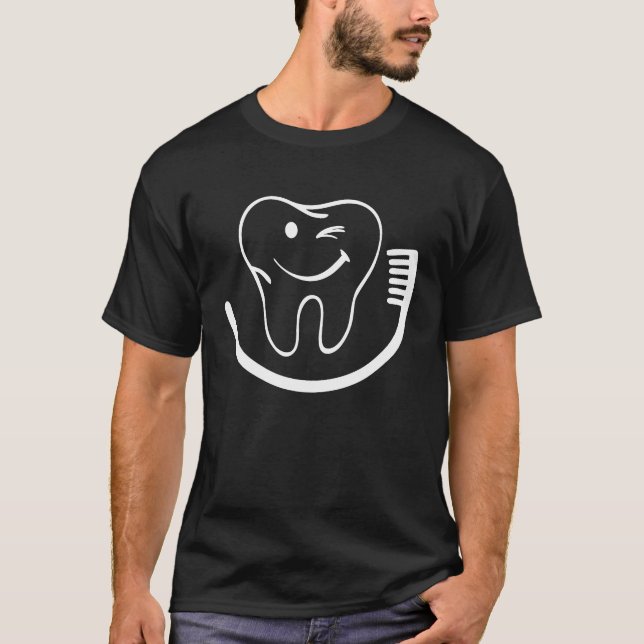 Happy Tooth Toothbrush Dentist Assistant Hygienist T-Shirt (Front)