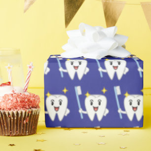 Happy Tooth With Toothbrush Wrapping Paper
