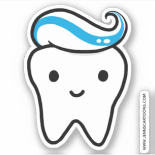 Happy Tooth with Toothpaste Funny Cute Dental