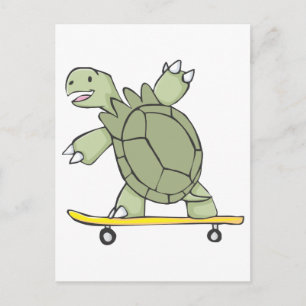 Happy Tortoise Riding Skate Board Postcard
