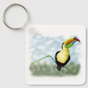 Happy Toucan Cartoon Key Ring