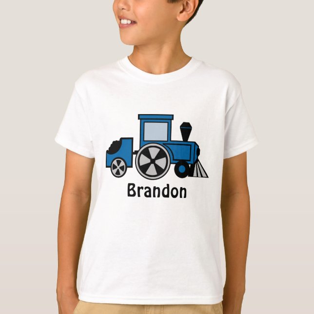 Happy Tracks/ Blue Train Engine T-Shirt (Front)