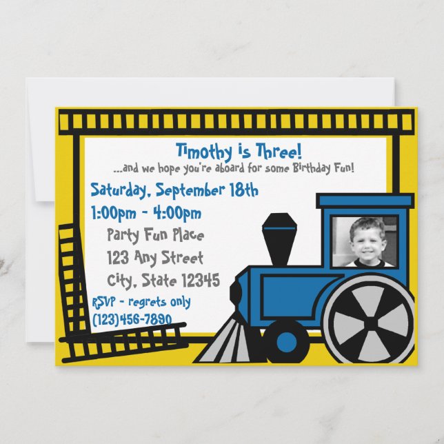 Happy Tracks Railroad Invitation (Front)