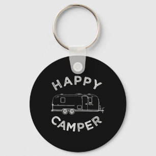 Happy Trailer Camper , Retro Camping Caravan Tee Key Ring