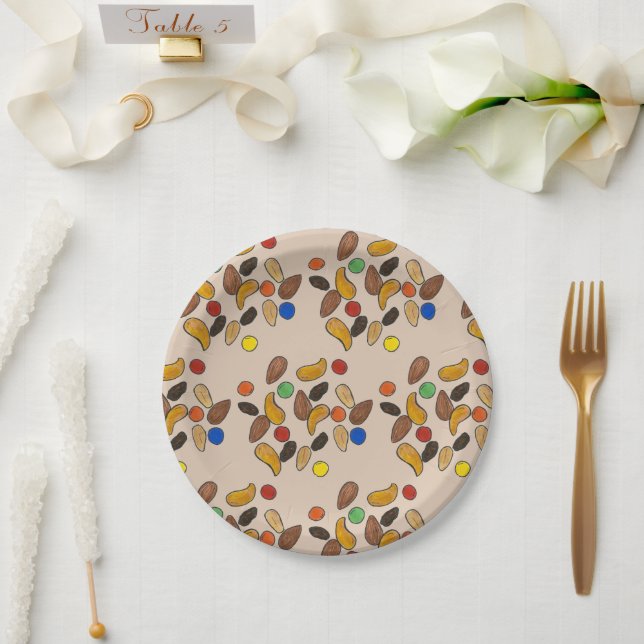 Happy Trails Camping Hiking Outdoors Trail Mix Paper Plate (Wedding)