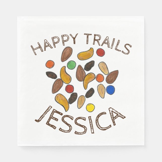 Happy Trails Camping Trail Mix Goodbye Retirement Napkin (Front)