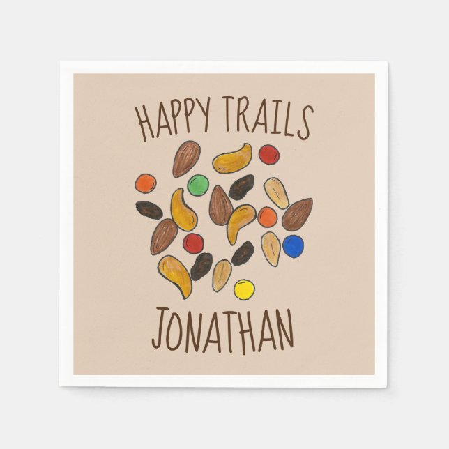 Happy Trails Camping Trail Mix Goodbye Retirement Napkin (Front)