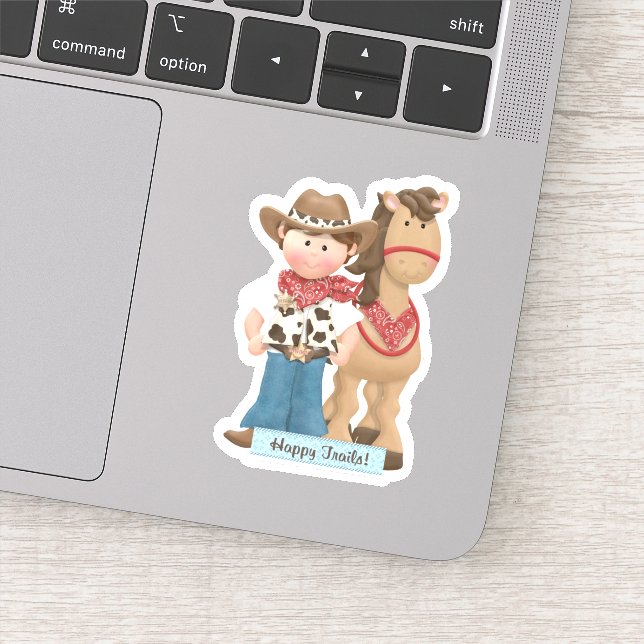  Happy Trails Cowboy Horse Die Cut Sticker Decal (Detail)