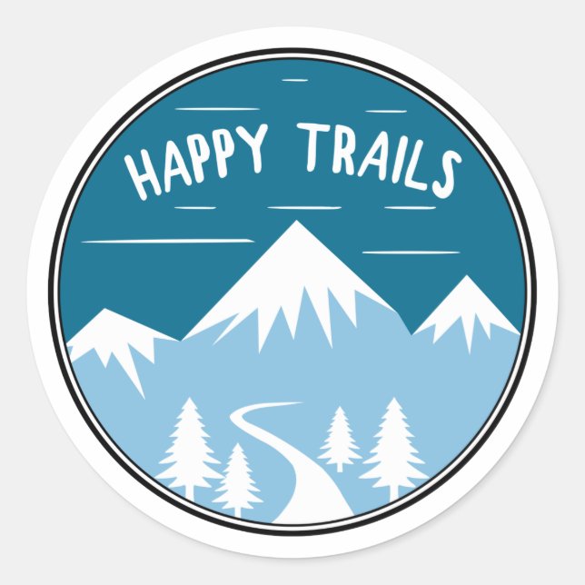 Happy Trails Hiking Classic Round Sticker (Front)