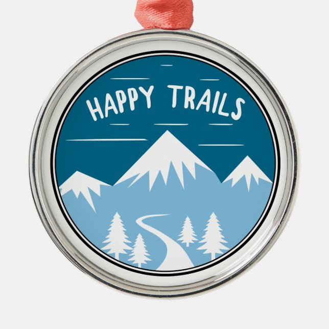 Happy Trails Hiking Metal Tree Decoration (Front)