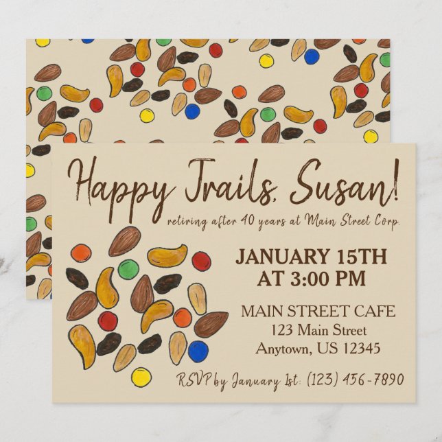 Happy Trails Trailmix Going Away Retirement Party Invitation (Front/Back)