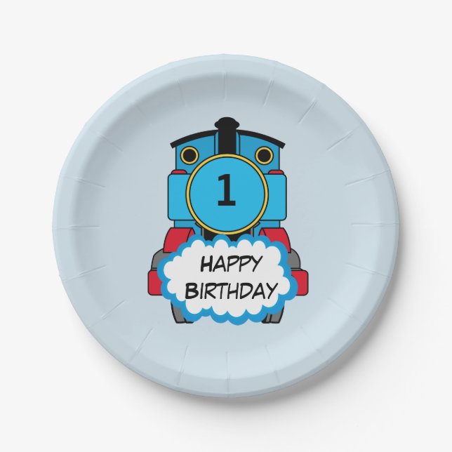 Happy Train boy birthday plate (Front)