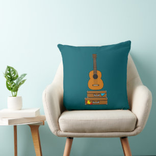 Happy Travel with Luggage and Guitar Cushion