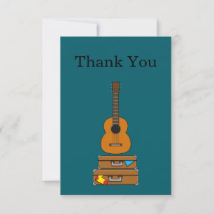 Happy Travel with Luggage and Guitar Personalize Thank You Card