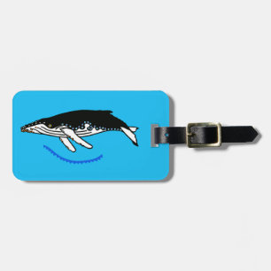 Happy travels- Humpback WHALE - Ocean blue Luggage Tag