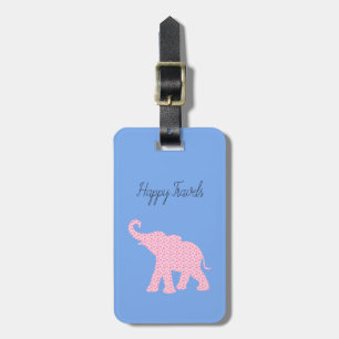 Happy Travels Pink Elephant-Art Unique Luggage Tag