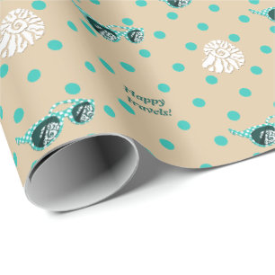 Happy Travels Sunglasses Shell Turquoise Dots Wrapping Paper