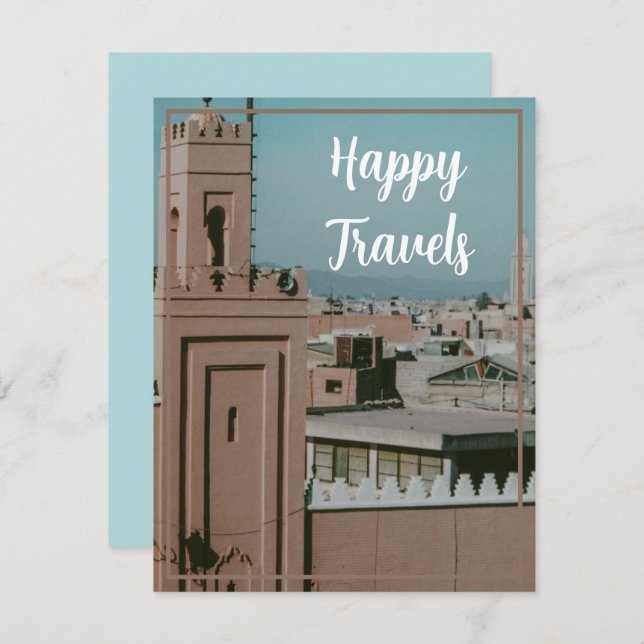 Happy Travels, Vintage Marrakech, Morocco Holiday Card (Front/Back)