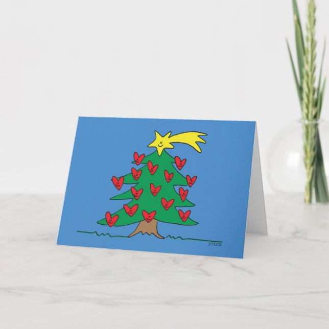 Happy Tree (blank inside) Holiday Card (Front)