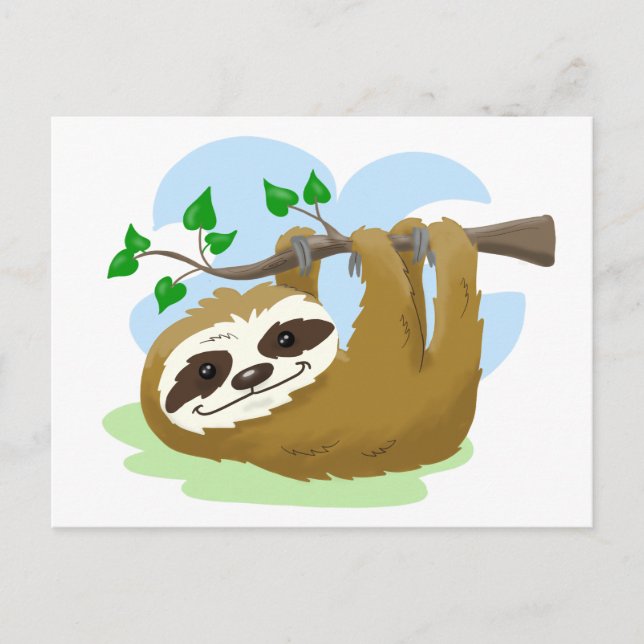 Happy Tree Sloth Postcard (Front)