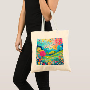 Happy Trees and Flowers, Nature Bliss Sweatshirt, Tote Bag