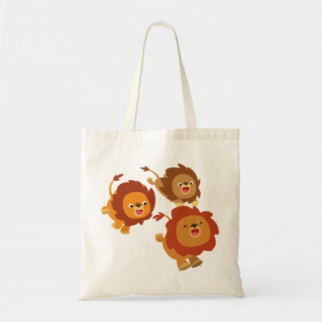Happy Trio of Cute Cartoon Lions Bag (Front)