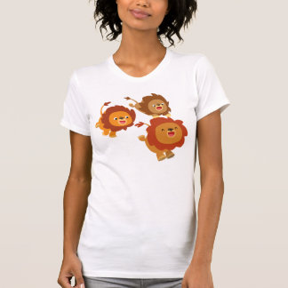 Happy Trio of Cute Cartoon Lions Women T-Shirt