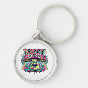 Happy Trippy Mushroom Key Ring