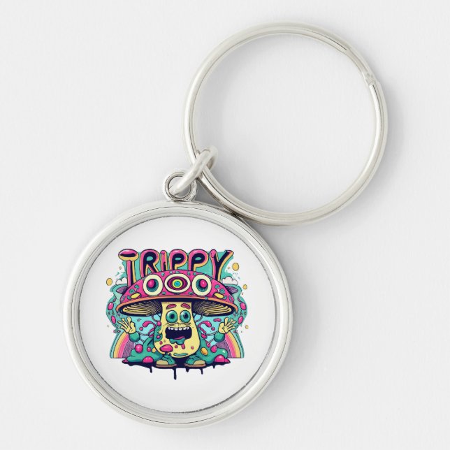 Happy Trippy Mushroom Key Ring (Front)