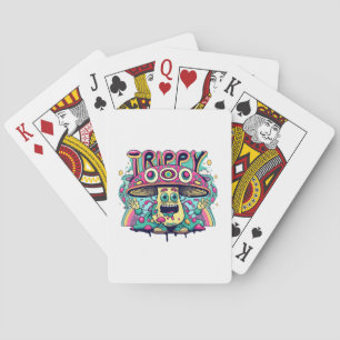 Happy Trippy Mushroom Playing Cards