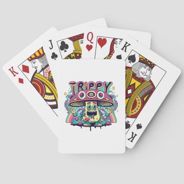 Happy Trippy Mushroom Playing Cards (Back)