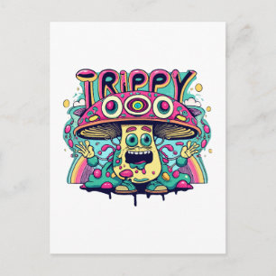 Happy Trippy Mushroom Postcard