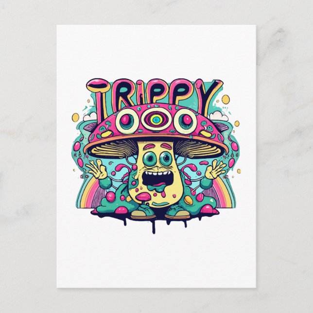 Happy Trippy Mushroom Postcard (Front)