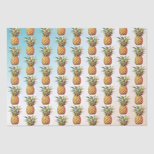 Happy Tropical Cream Aqua Pineapples Tissue Paper (Front)