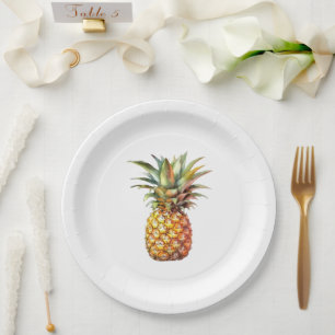 Happy Tropical Pineapple Paper Plate