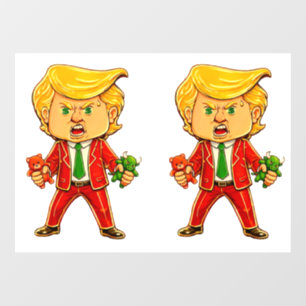 Happy Trump Funny Trump Bull Bear Trump Meme Chibi Window Cling