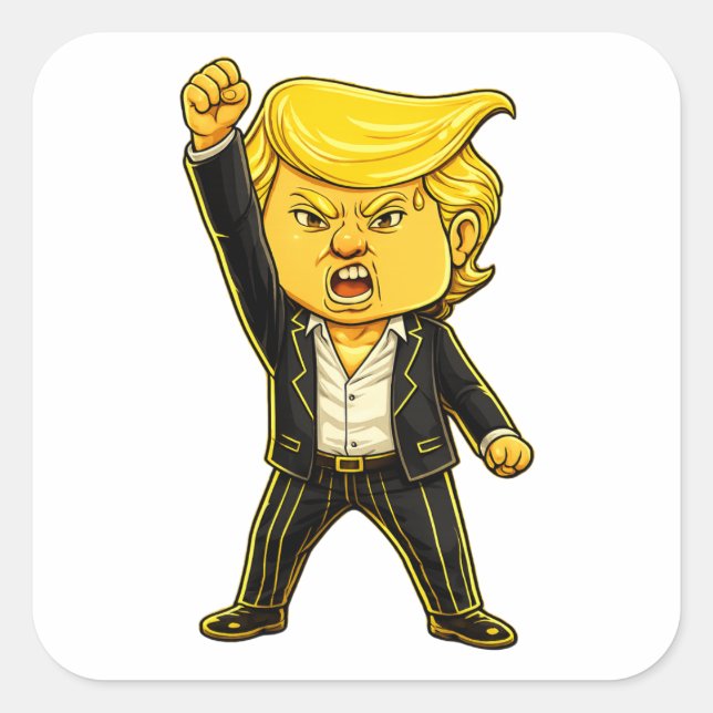 Happy Trump Funny Trump Fight Fight Angry Trump Square Sticker (Front)