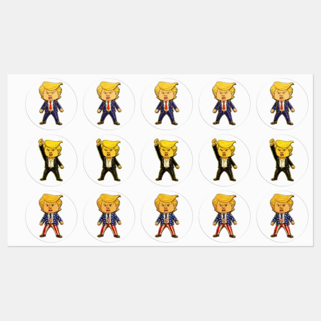 Happy Trump, Funny Trump, Funny Meme Chibi Cartoon (Sheet)
