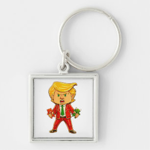 Happy Trump Funny Trump Invest Trump Cartoon Meme Key Ring