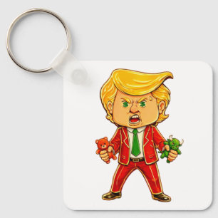 Happy Trump Funny Trump Invest Trump Cartoon Meme Key Ring