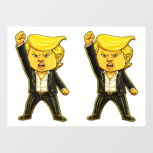 Happy Trump Lapel Fight Fight Chibi Cartoon Meme Window Cling