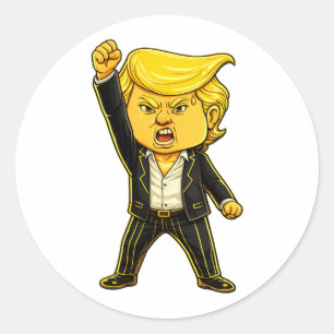 Happy Trump Lapel Meme Fight Fight Angry Trump Pop Classic Round Sticker