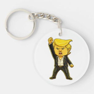 Happy Trump Lapel Meme Fight Fight Angry Trump Pop Key Ring