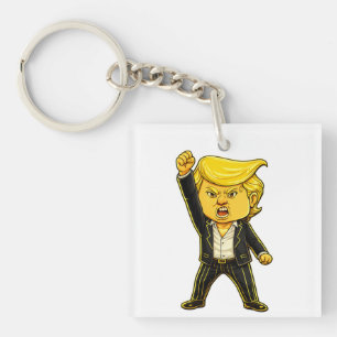 Happy Trump Lapel Meme Fight Fight Angry Trump Pop Key Ring