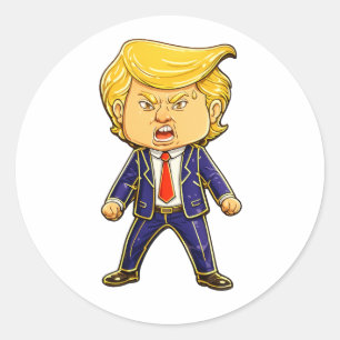 Happy Trump Lapel Pin Meme Angry Trump Pop Art Classic Round Sticker